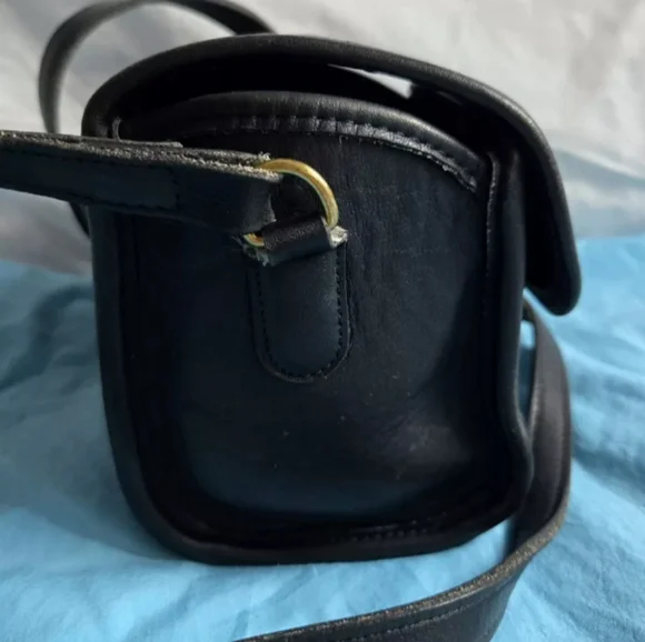 VTG COACH EMMIE FLAP BLACK LEATHER SHOULDER CROSSBODY BAG #9018 - Picture 8 of 9
